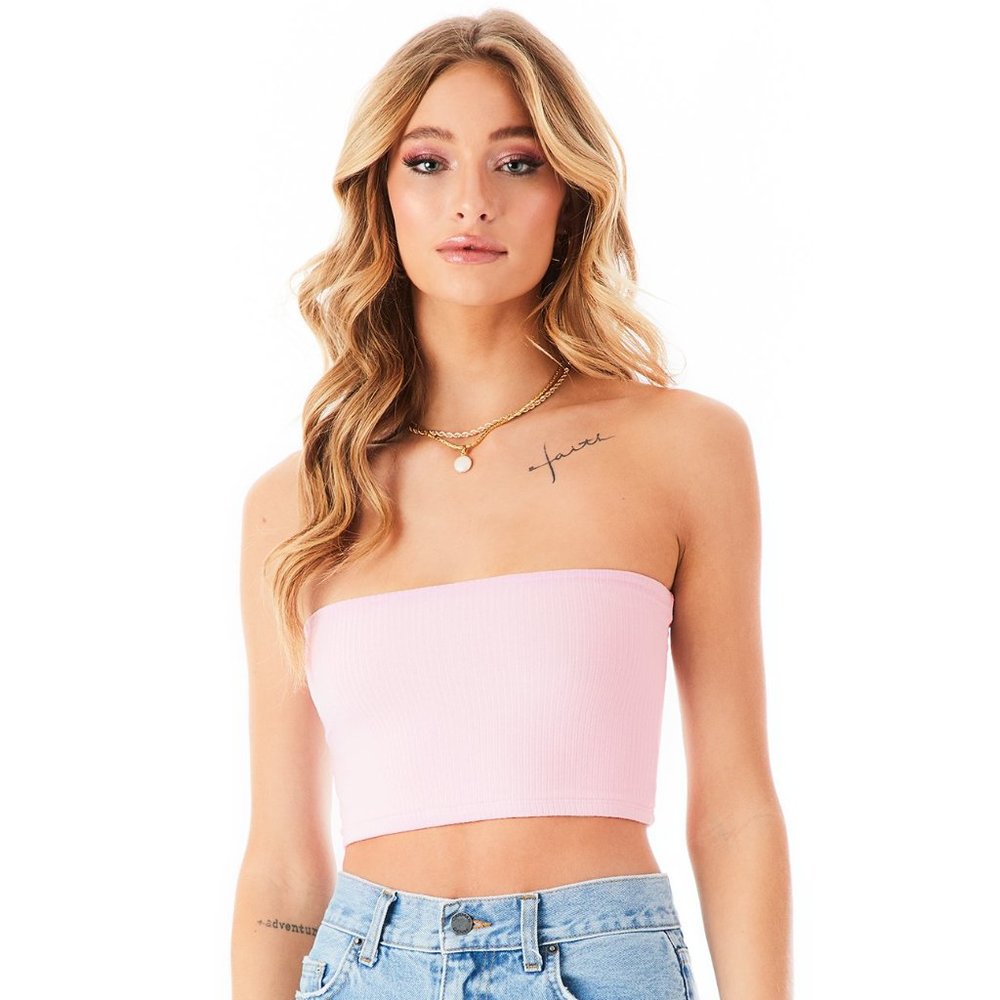 LF Emma & Sam Pink Ribbed Tube Top